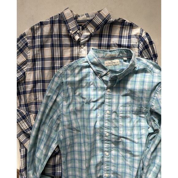 Hawker Rye Mens XL Plaid Long Sleeve Button Up Shirt Lot of 2 Slim Regular Fit - Picture 1 of 12